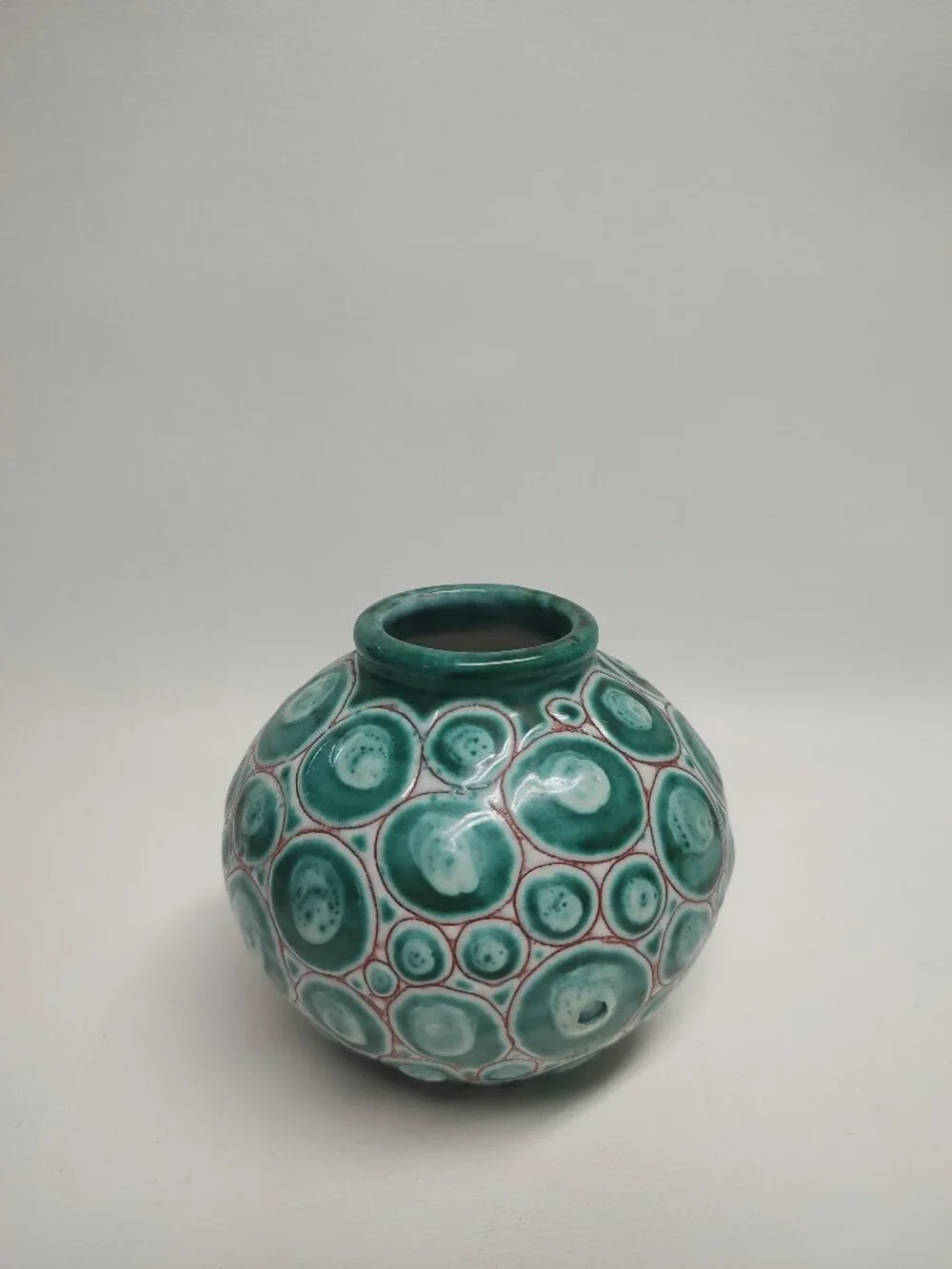 Vintage Interesting Ball Vase Marked KP. Oyster Looking Decoration Maybe Italian